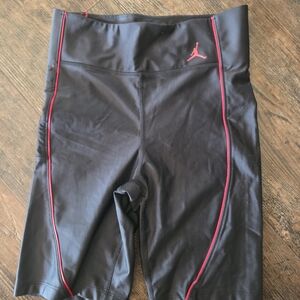 Black Athletic Shorts with Red Accents
